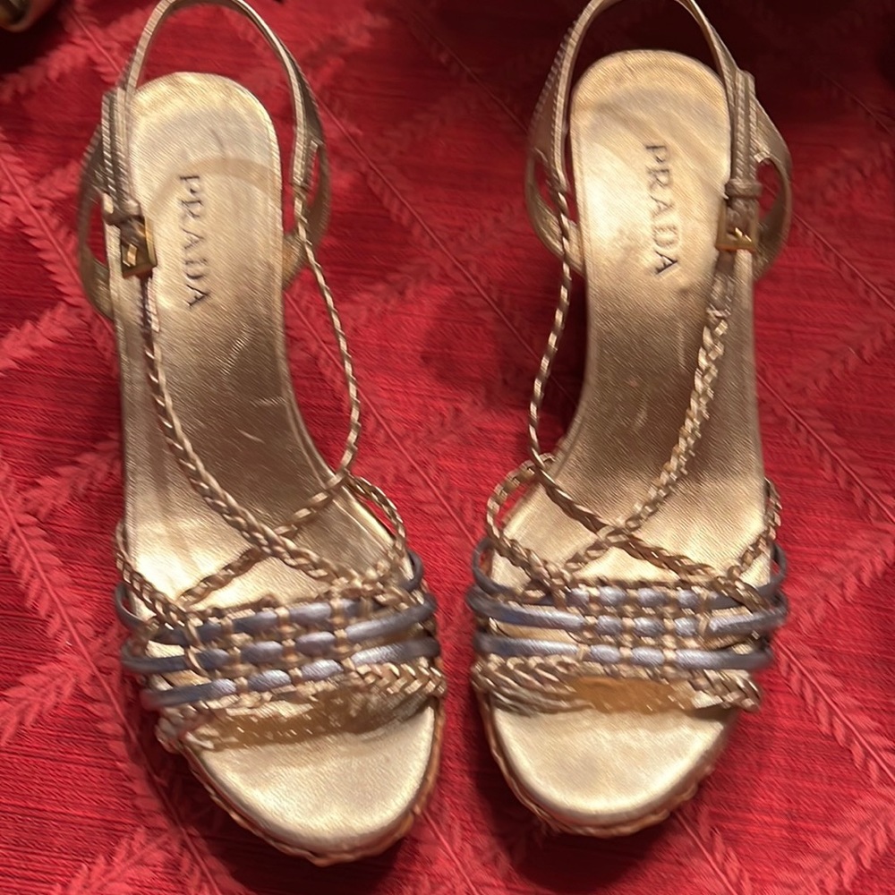 Prada gold and silver sandal. Good condition. 37.5